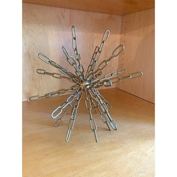 Brass Chain Sculpture Art Decor 13.5 x 12" Home Decor Modern Eclectic 7980 - Picture 3 of 4